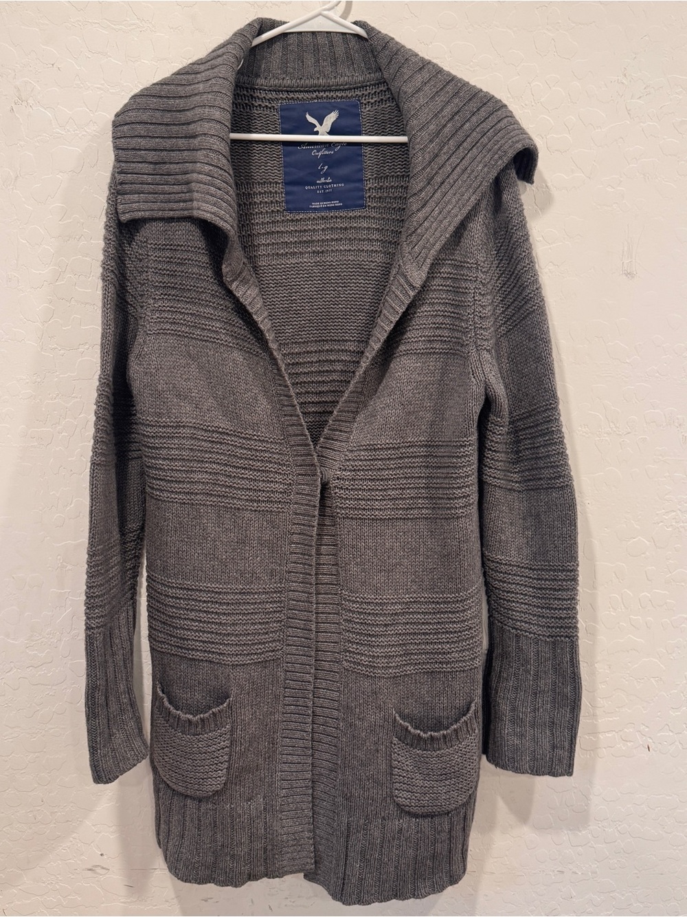 American Eagle Outfitters Chunky Gray Cardigan Sweater Womens Large Knit